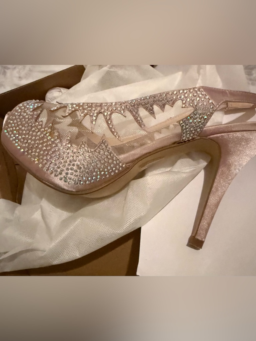 Crystal Embellished Slingback Heels in Blush Pink - Picture 6 of 6